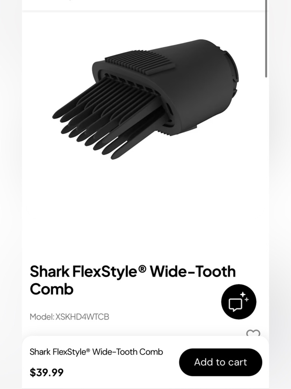 Shark FlexStyle® Wide-Tooth Comb — Black